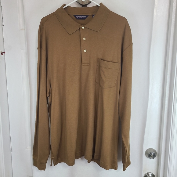 Roundtree & York Men's Classic Long Sleeve Polo Shirt, Size: XL Color: Brown - Picture 2 of 15